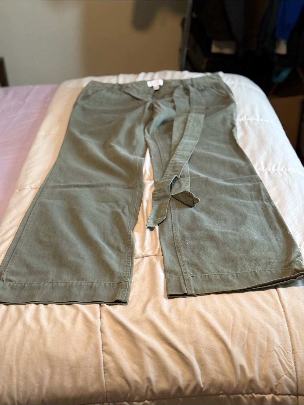 LOFT Marisa High-Rise Olive Utility Pants